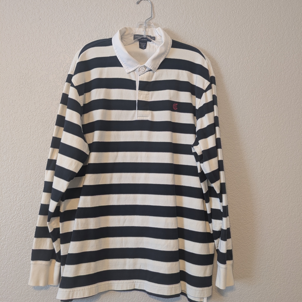 Daniel Cremieux Navy and White Striped Rugby Shirt